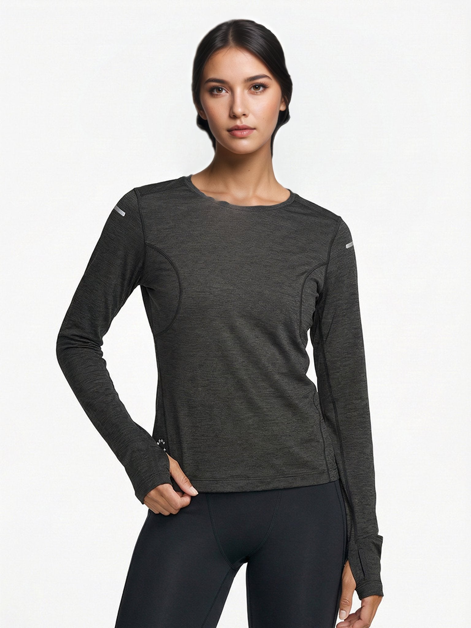 Performance long sleeve top lifestyle image 01: asian black standing