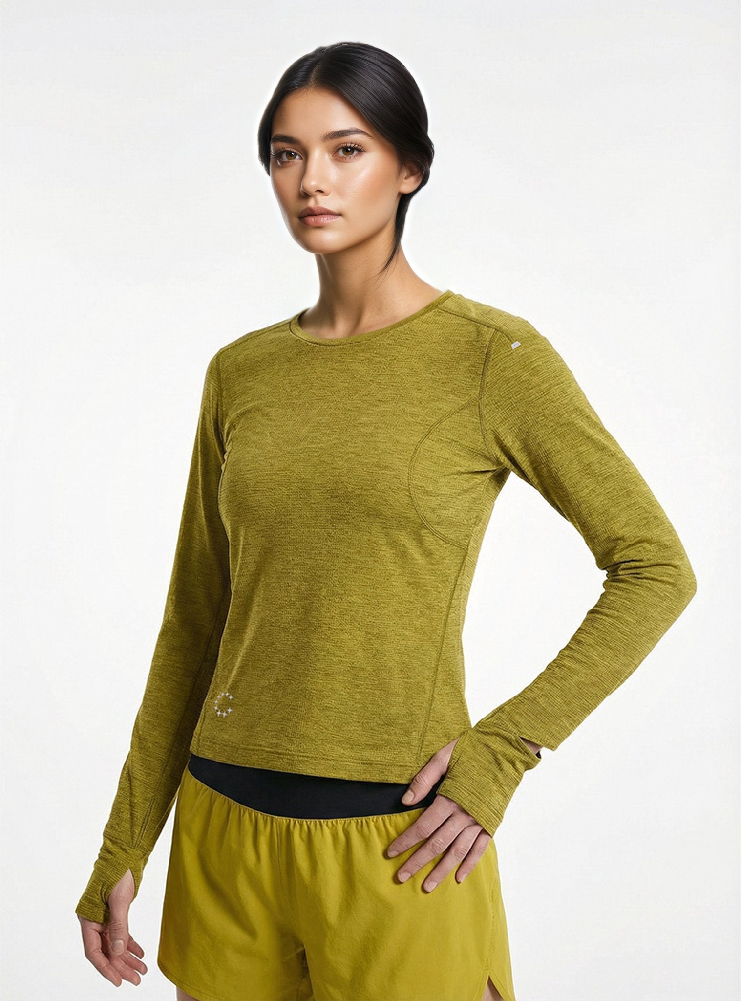 Performance long sleeve top lifestyle image 05: asian yellow standing