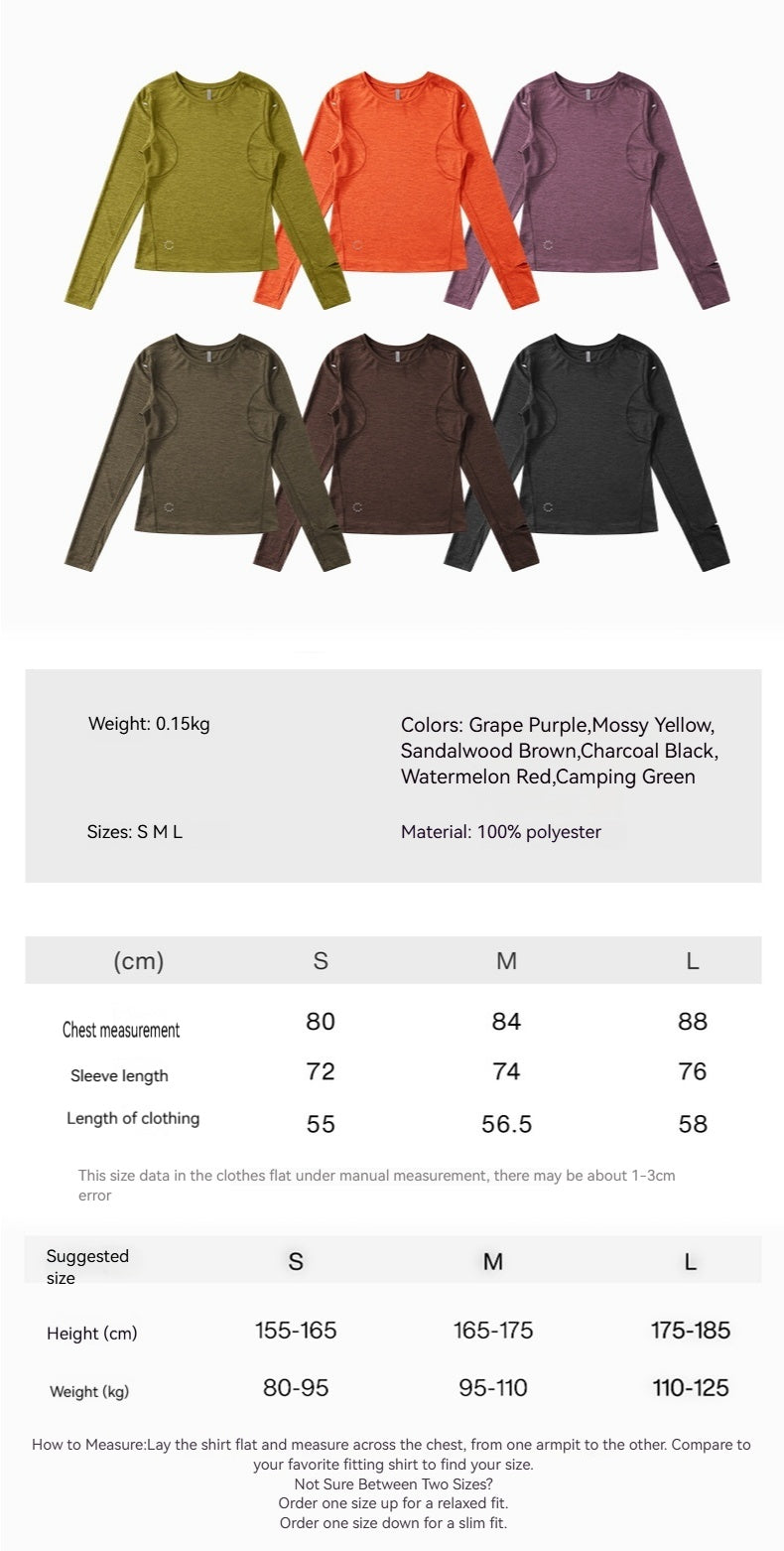 Women's performance long sleeve top size chart
