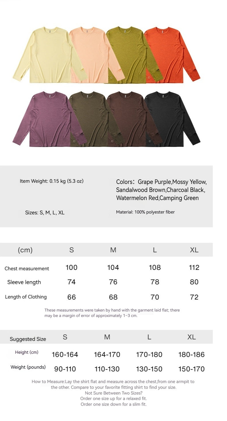 Men's performance long sleeve top size chart
