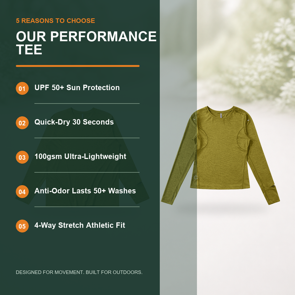 Performance long sleeve top features and benefits