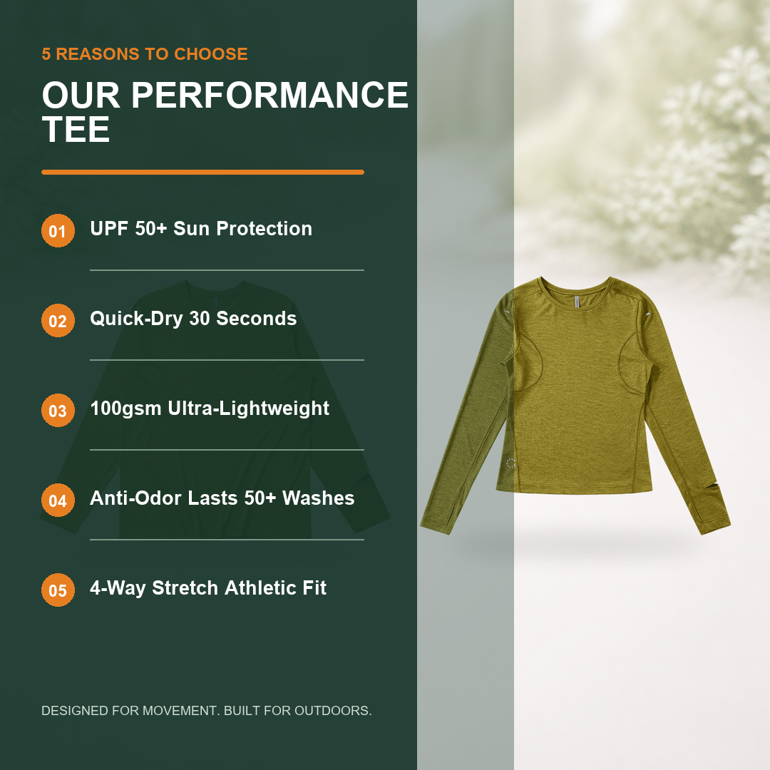 Performance long sleeve top features and benefits